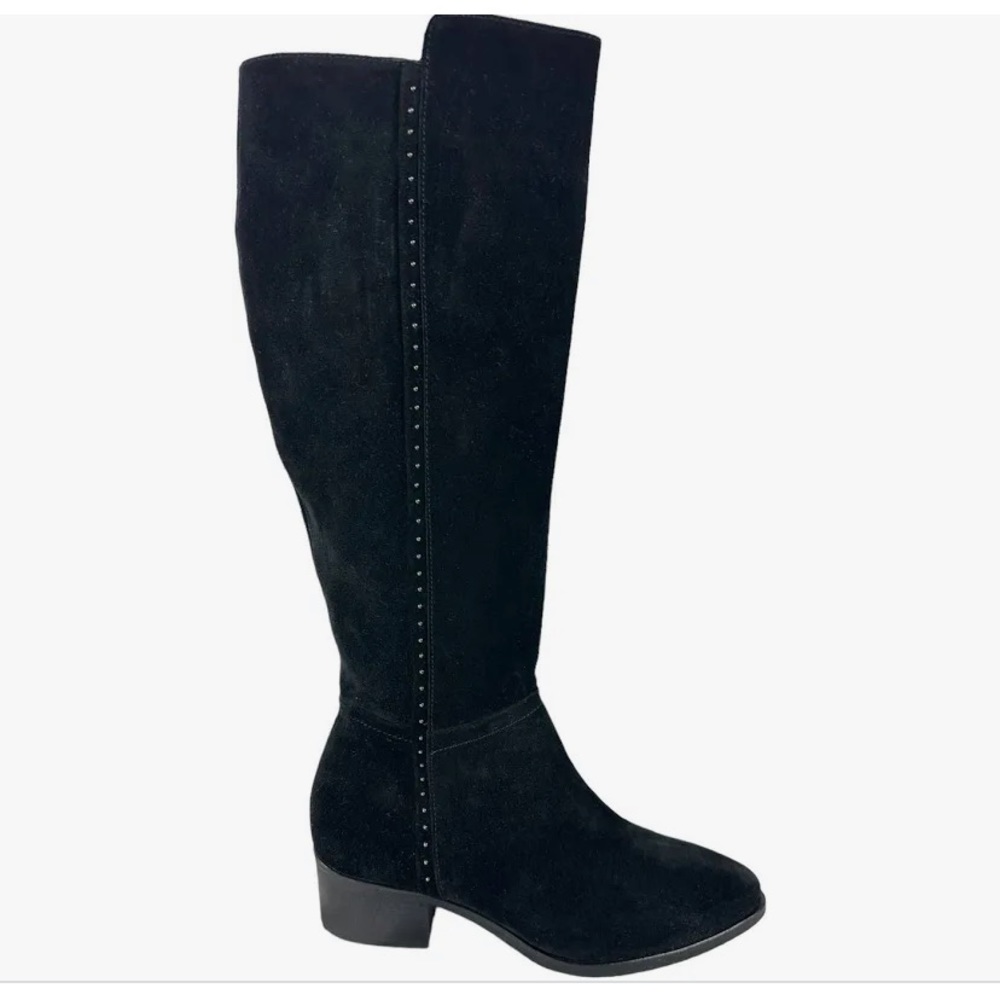 Italeau Black Suede Size 38 Knee Zip Boots Genuine Leather Handmade Italy